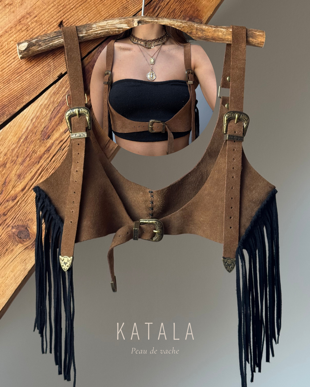Harnais en peau de vache Juun