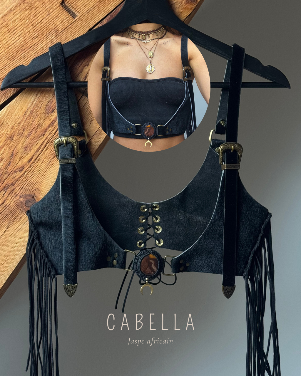 Harnais en peau de vache Juun