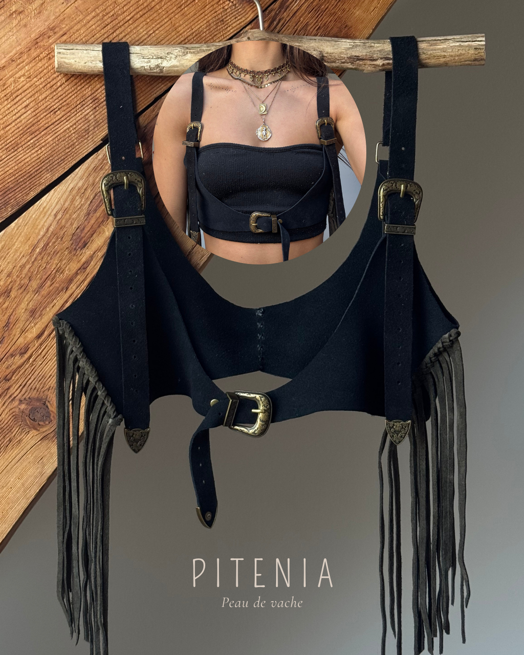 Harnais en peau de vache Juun