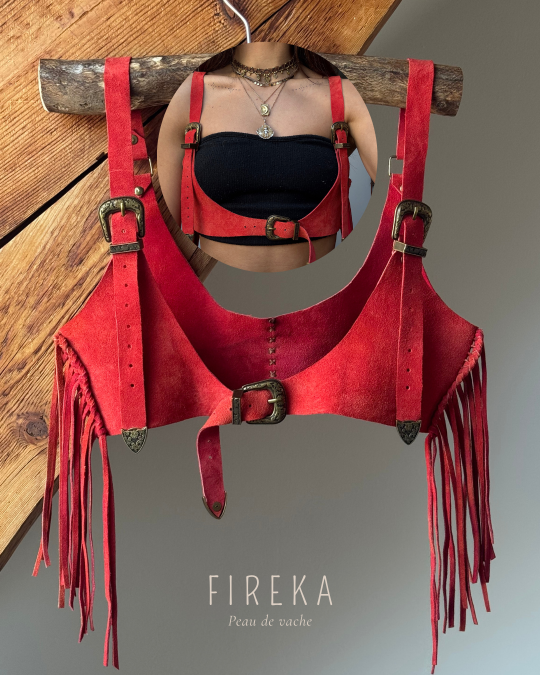 Harnais en peau de vache Juun