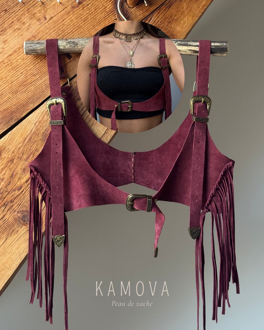 Harnais en peau de vache Juun