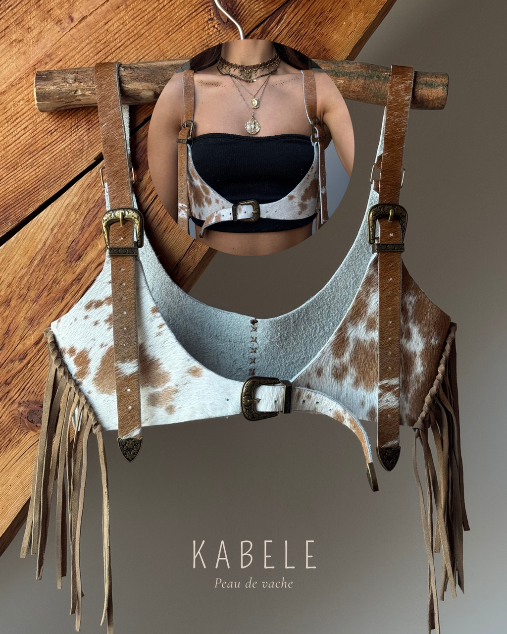 Harnais en peau de vache Juun