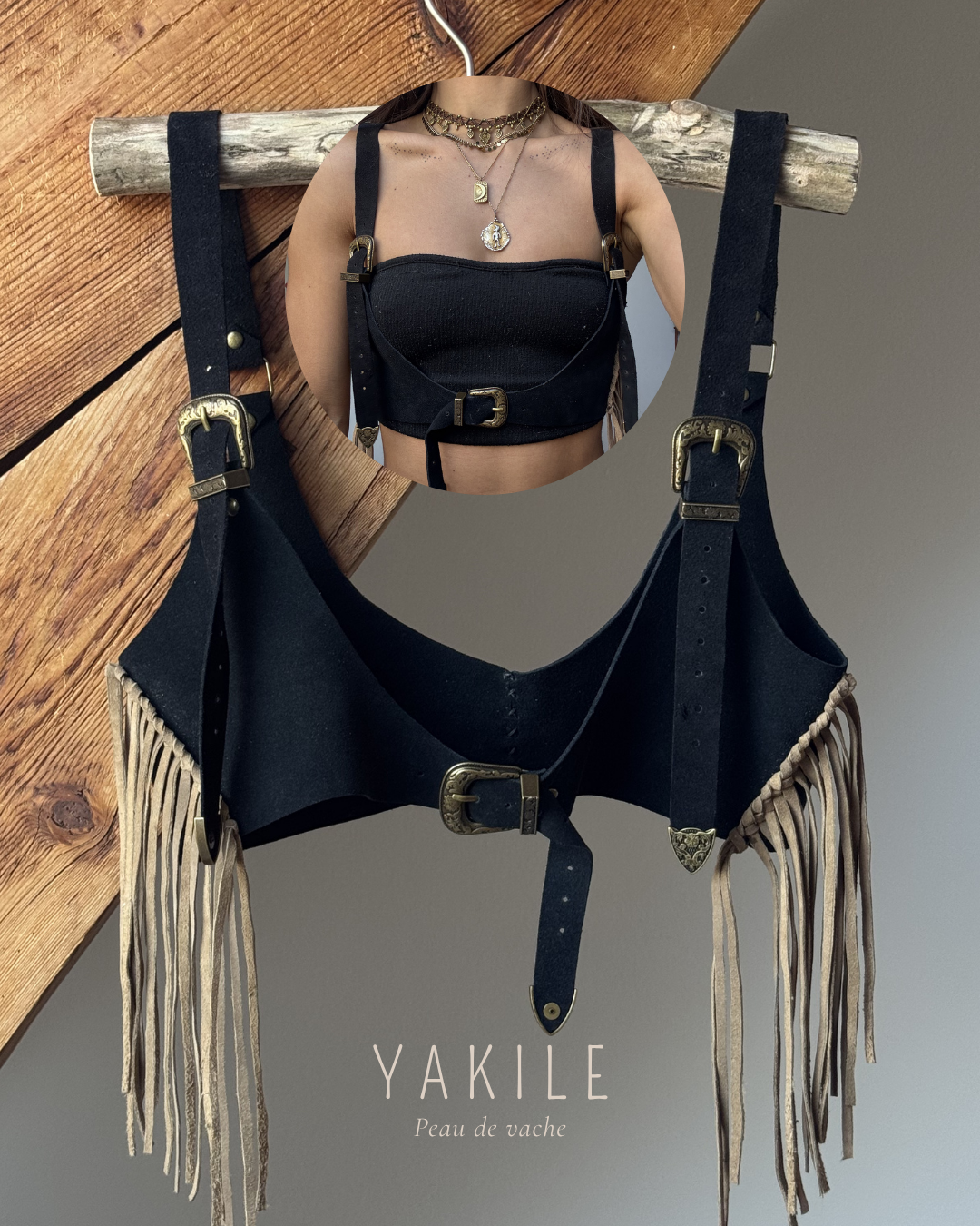 Harnais en peau de vache Juun