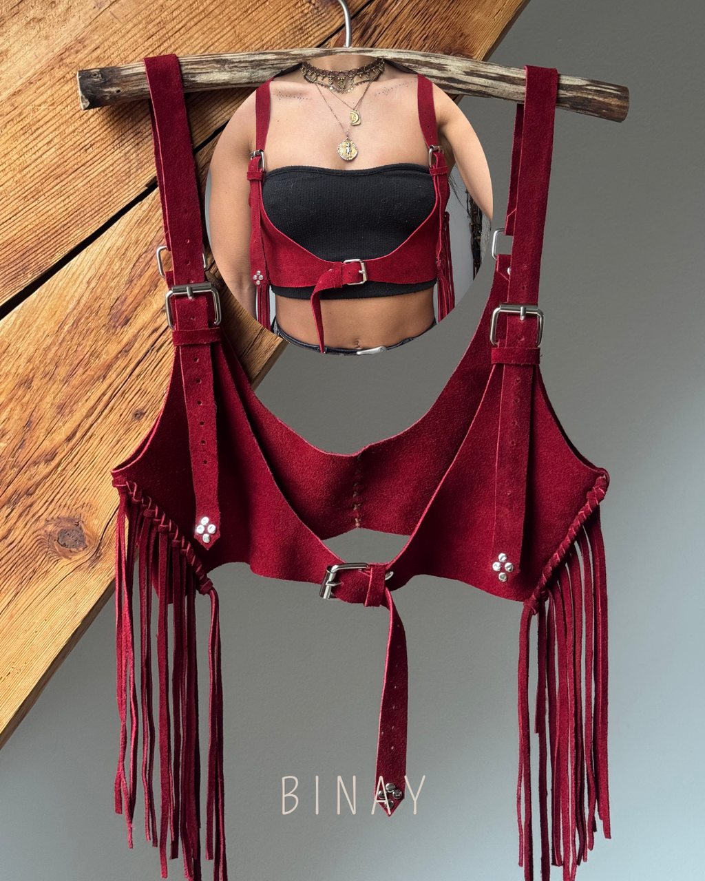 Harnais en peau de vache Juun