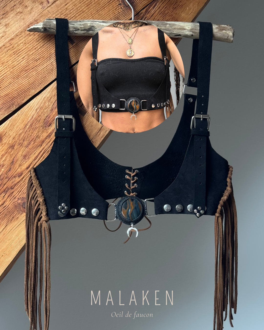 Harnais en peau de vache Juun