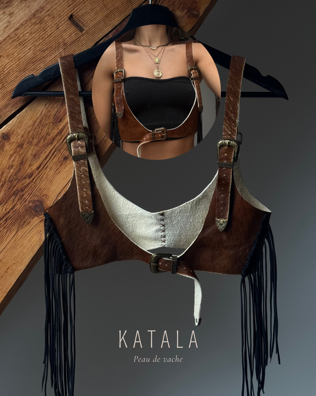 Harnais en peau de vache Juun